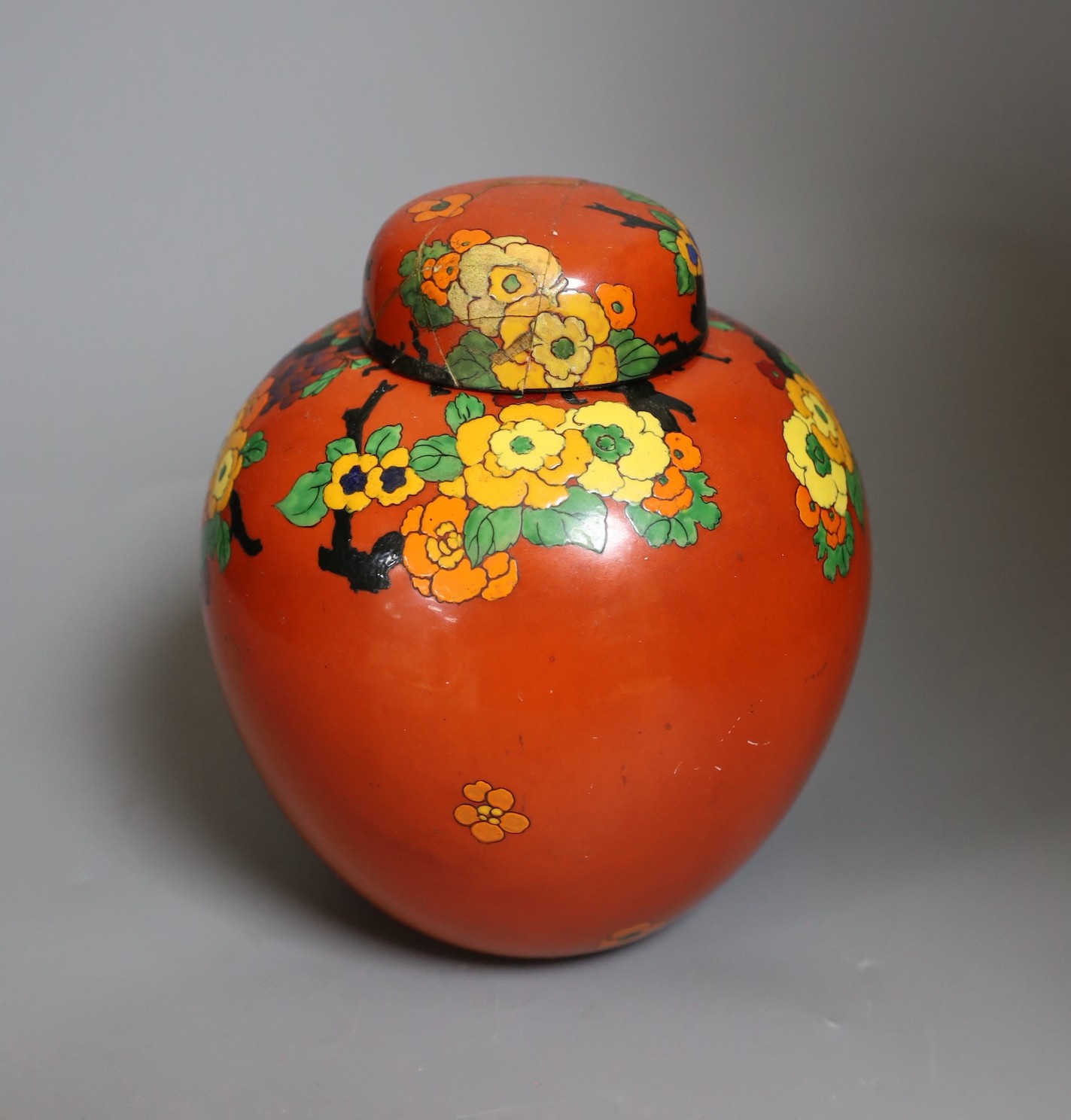 A Royal Doulton Art Deco ginger jar and cover, 21 cms high